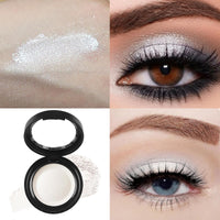 QUIWEN White Eyeshadow Single,Pressed Fine Powder Eyeshadow, High Shimmer Pearl Shadow Single White Eye Make-Up,Long-lasting Waterproof High Pigment Fine Powder Shadows for Highlighter