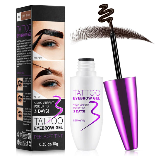 Shengqialun Peel Off Eyebrow Tint, Brow Tattoo Peel Off, Waterproof Eyebrow Gel & Long-Lasting Natural Color, Eye Brow Dye for Defined Brows, Smudge-Proof Up to 3 Days for Daily Use(Black Brown)