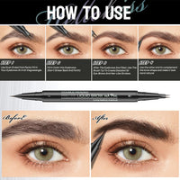 Eyebrow Pencil Black, Brow Pen with 2 Fork Tip and Precise Brush-Tip Creating Natural Hair-Like Brows, Waterproof Eyebrow Pen with Long-lasting Effect