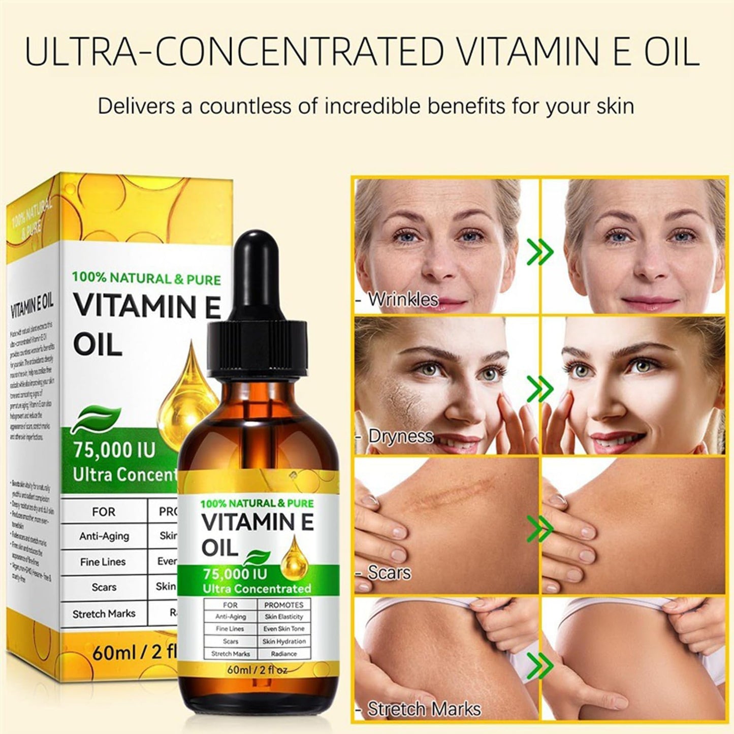 MEITREND Vitamin E Oil for Skin,Body Oil for Face,Smooth & Hydrate