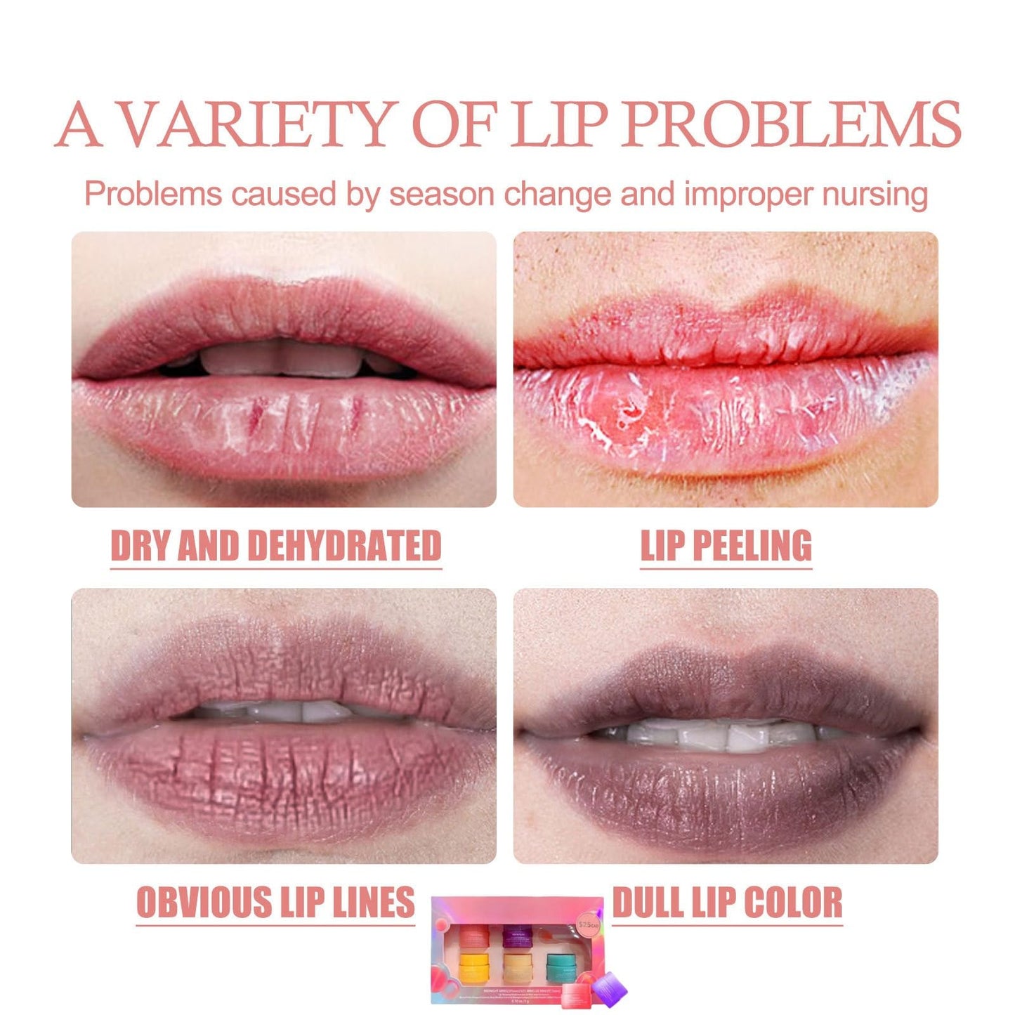 AINxtolm 5pcs Lip Sleeping Mask,Day And Night Repair Lip Balm,Lip Balm Set,Lip Masks for Dry Lips,Lip Mask Overnight,Lip Balms for Chapped Cracked Dry Lips,Lip Lightening for Dark Lips,Chapped Lips Treatment