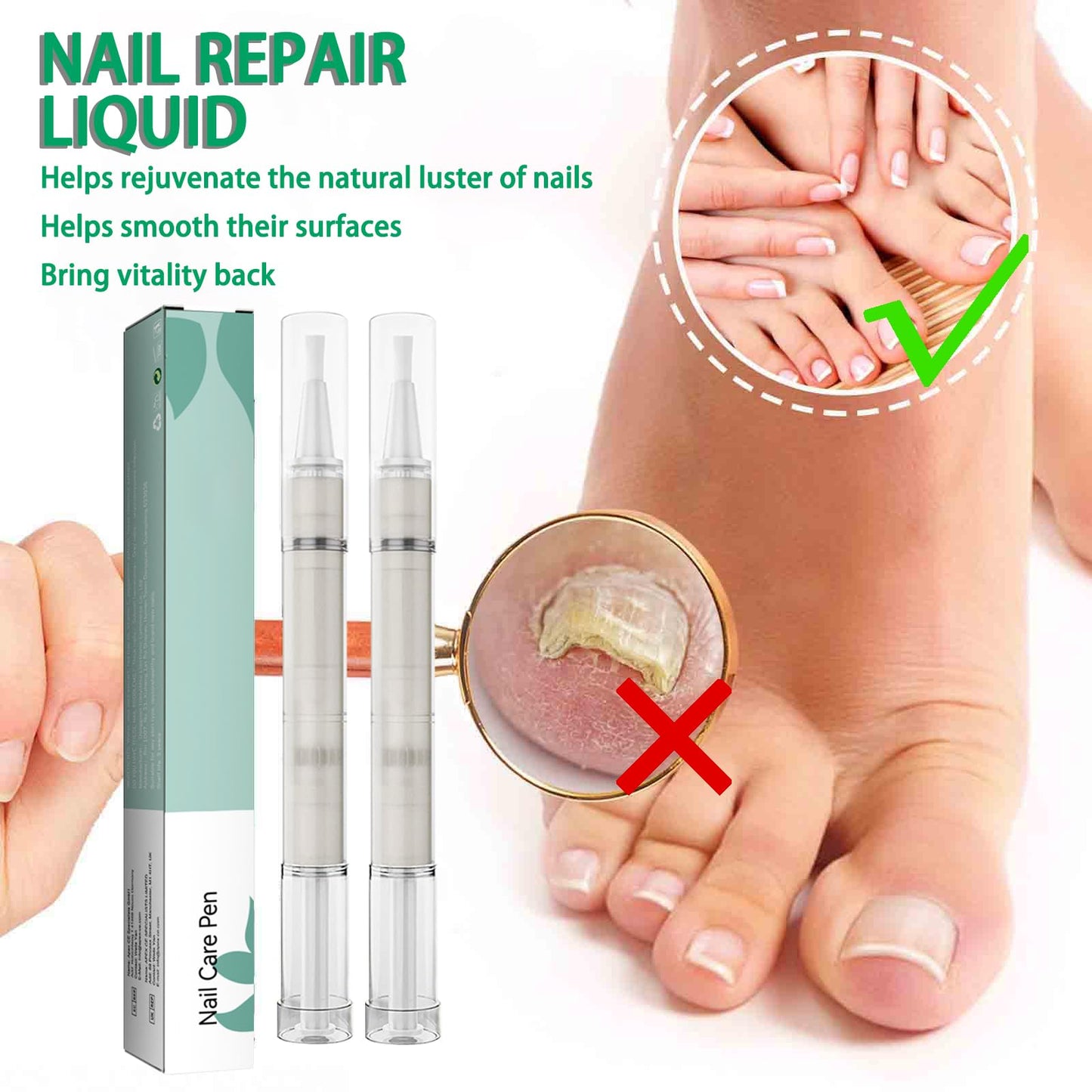 2 Pack Nail Repair Pen, 4ml Nail Care Liquid - Nail Strengthener, Cuticle Oil, Help Strengthen The Nails
