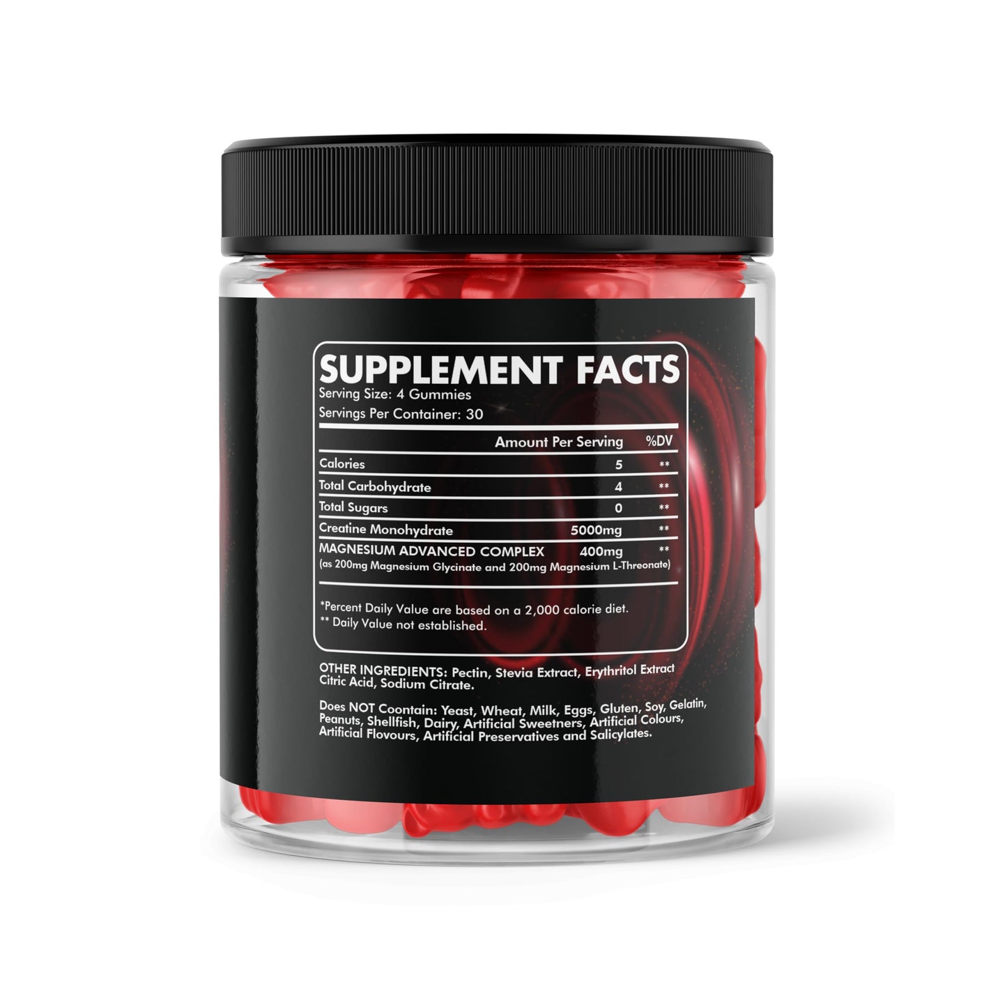 Creatine 120 Gummies Max 5000mg for Men and Women Creatine Monohydrate with Added Magnesium - Chewable Gummies, Strawberry Flavour (1 Month Supply)