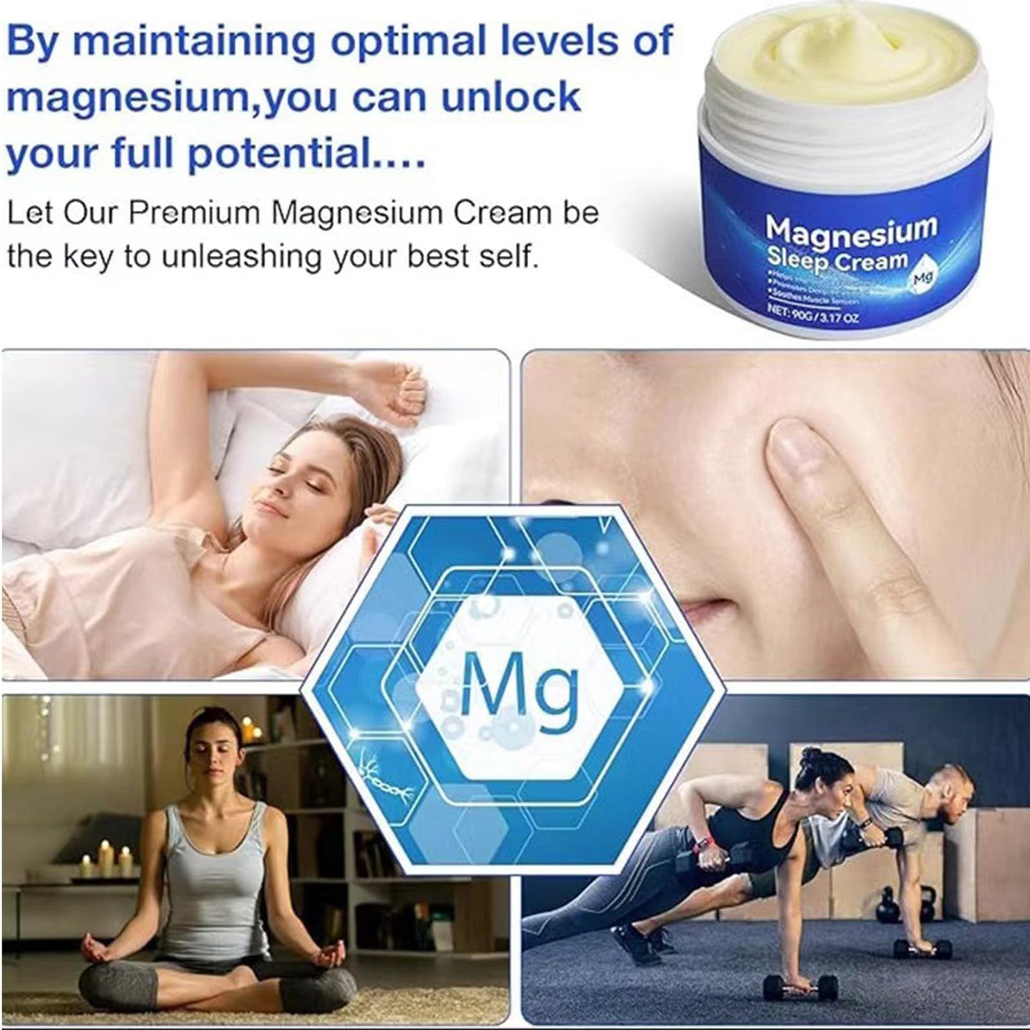 MEITREND Magnesium Soothing Sleep Cream,Hydrating Body Cream for Women & Men,Skin Tightening Cream Body,Soothing Sleep Butter,Face & Body,Body Cream for Very Dry Skin,Sleeping Cream for Night,Skin Moisturizier