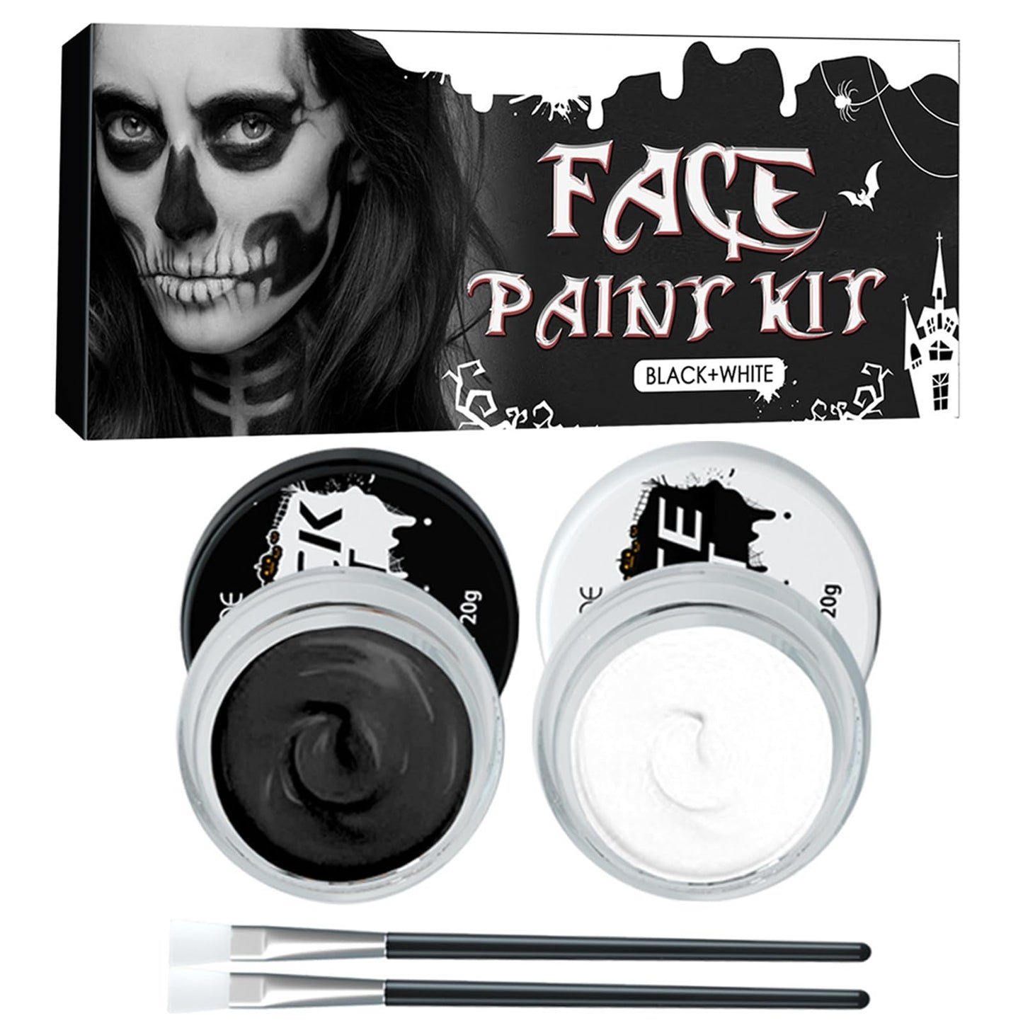 Maggidea Body Paint Color Bruise Wheel Special Effects SFX Zombie Makeup Kit Halloween Professional Non Toxic Face Body Paint Oil Sfx Makeup Set (01) (Black+White)