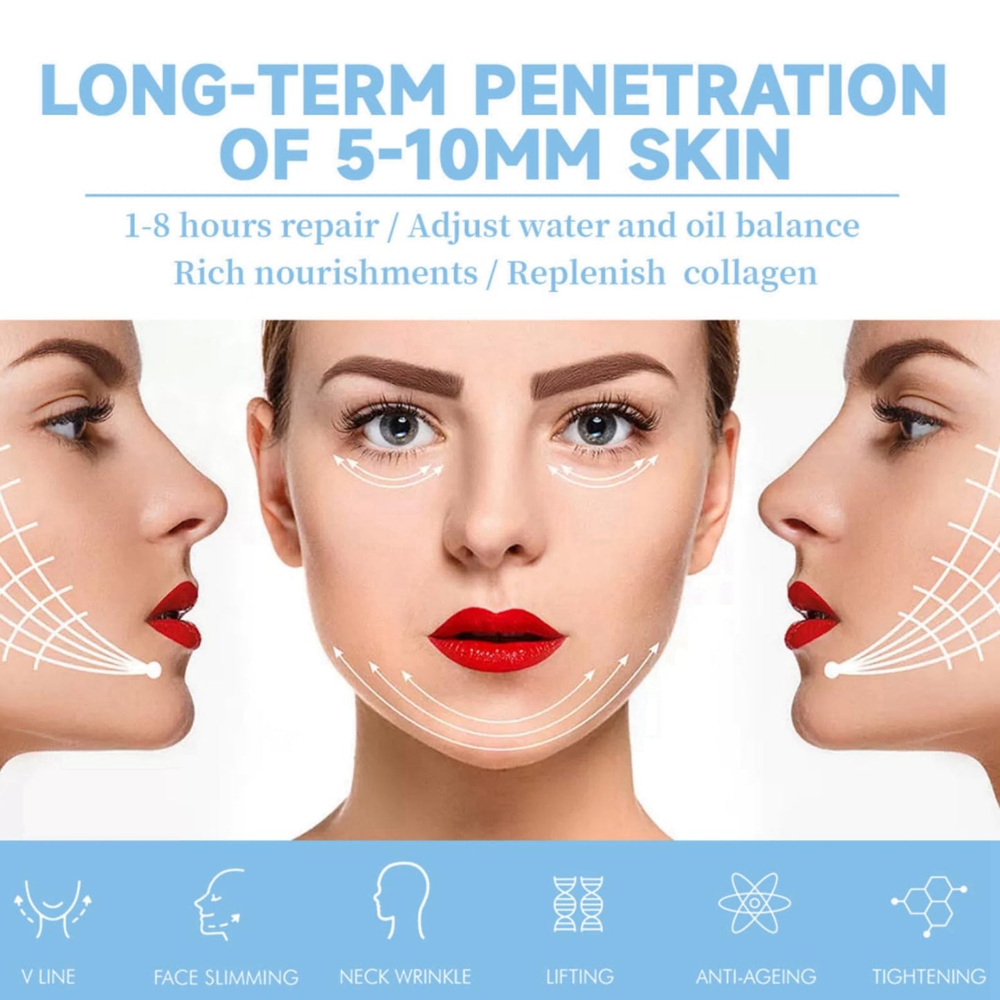 Xinyig 5pcs Bloskin Lift Mask,Double Chin Mask,Face Lift Mask,Double-Chin Reducer Collagen Mask,Face Lifting Mask,V Line Lifting Mask,V Shape Face Tape Mask,V Lifting Chin Up Patch,Skin Tightening Mask