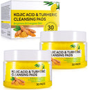 Generic Turmeric Kojic Acid Cleaning Pads, 60Pcs Turmeric Exfoliating Pads, Deep Clean Pores, Remove Excess Keratin, Helps Balance Skin Oil And Water, Unclog Pores, Improved Acne Scars and Dark Spots