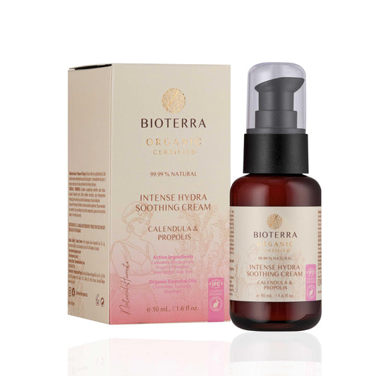 Bioterra Organic Intense Hydra Soothing Cream, with Calendula and Propolis, Natural Face Moisturiser, Antioxidants For Glowing Skin, 50 ml