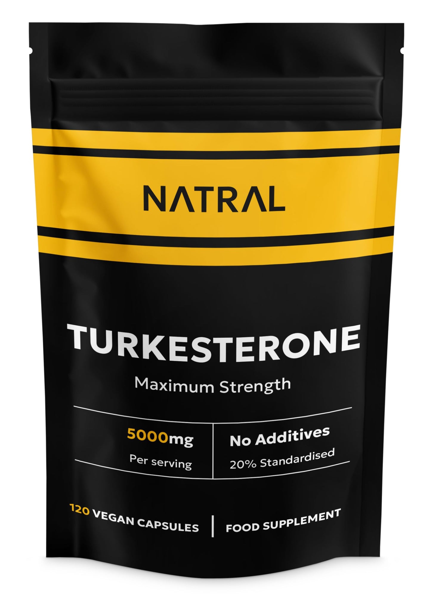 Turkesterone Supplement 5000mg - 120 Caps High Strength - Standardized to 20% Ajuga Turkestanica Extract - for Muscle and Strength - Pure Extract No Additives Or Filler
