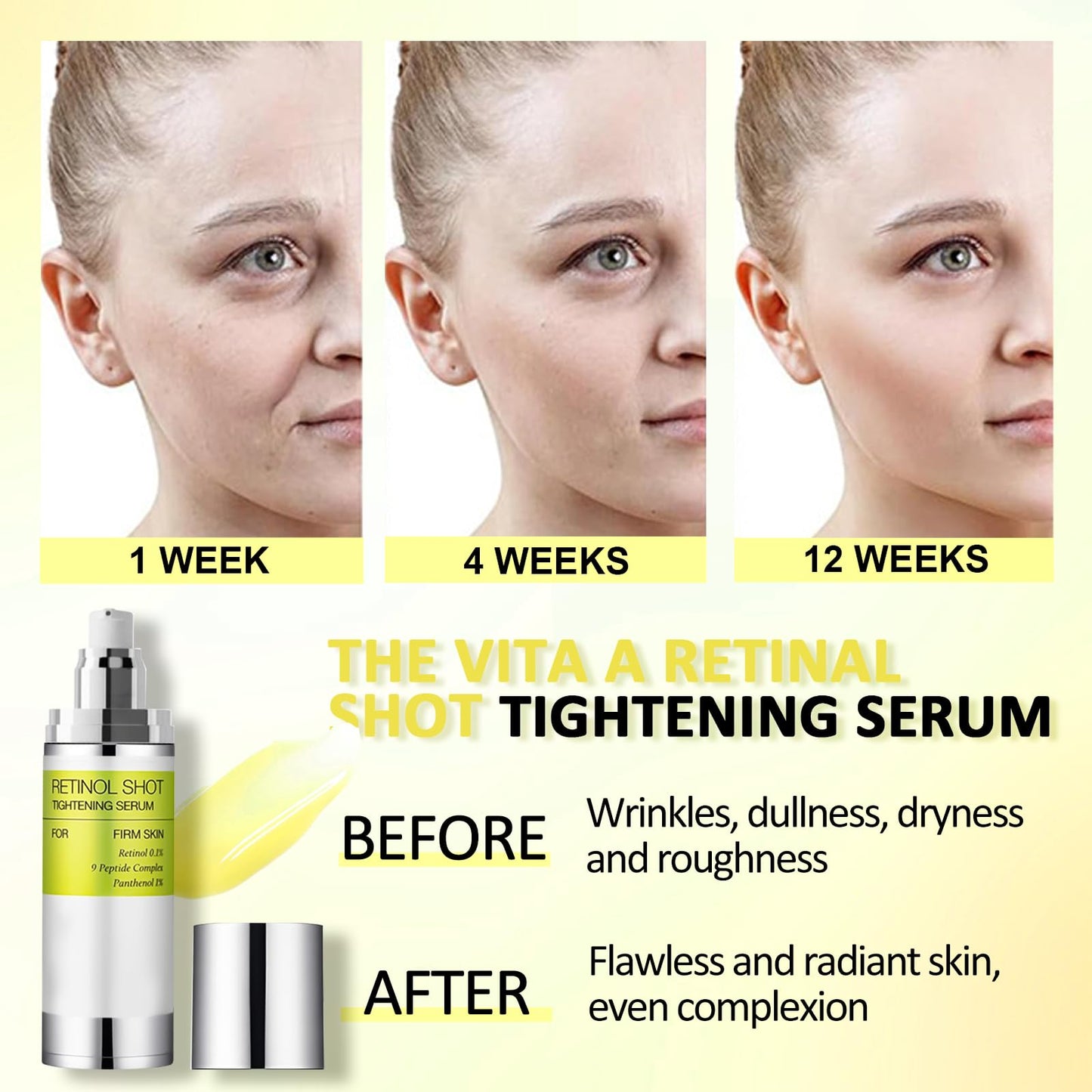 Shefave The Vita A Retinol Shot Tightening Serum, Retinal Shot Tightening Booster, Retinol Serum For Face, Dark Spot Remover For Face | Pore Minimizer, Anti-Aging & Wrinkles | Firmer & Smooth Skin, 30ml