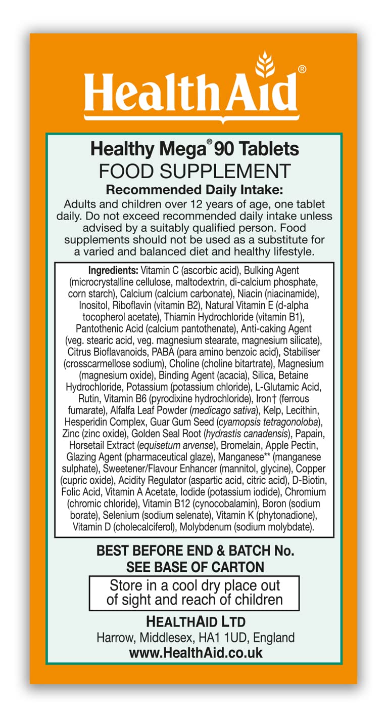 HealthAid Healthy Mega - Prolong Release - 90 Vegetarian Tablets