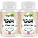 Cheroline Binder Detox Capsules 1500mg, with Activated Charcoal & Zeolite for Toxins, 12 in 1 Liver Gut Detox for Digestive & Bloating Relief, 90 Vegan Capsules (90 Count (Pack of 2))