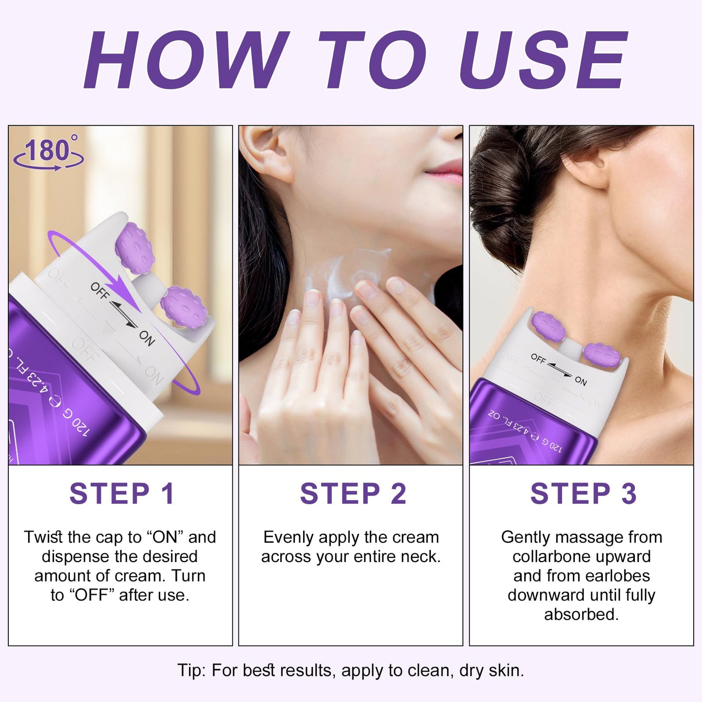 AH8 Firming Neck Cream Tightener Built-in 360 Degree Massage Roller for Lifting & Firming Turkey Neck/Face/Eye/Chest, Reducing Wrinkle/Fine Lines, Moisturizing & Hydrating & Smoothing|120G/4.23 Oz