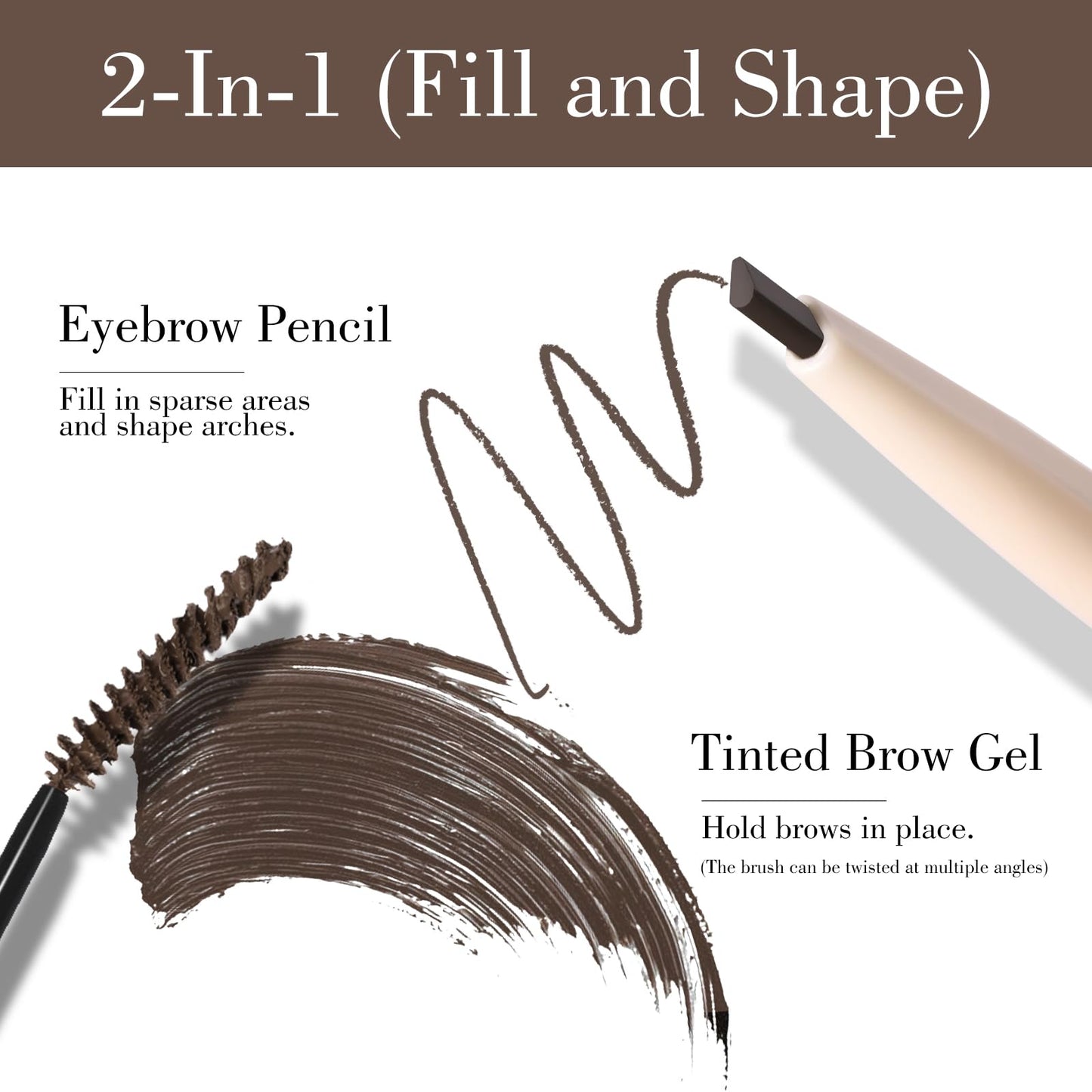 KYDA 2 in 1 Eyebrow Pencil and Tinted Brow Cream, Grey Brown, Eyebrow Cream&Pencil, Lasting Matte Tint Fill Define, Shape Natural Wild Brows All Day Hold