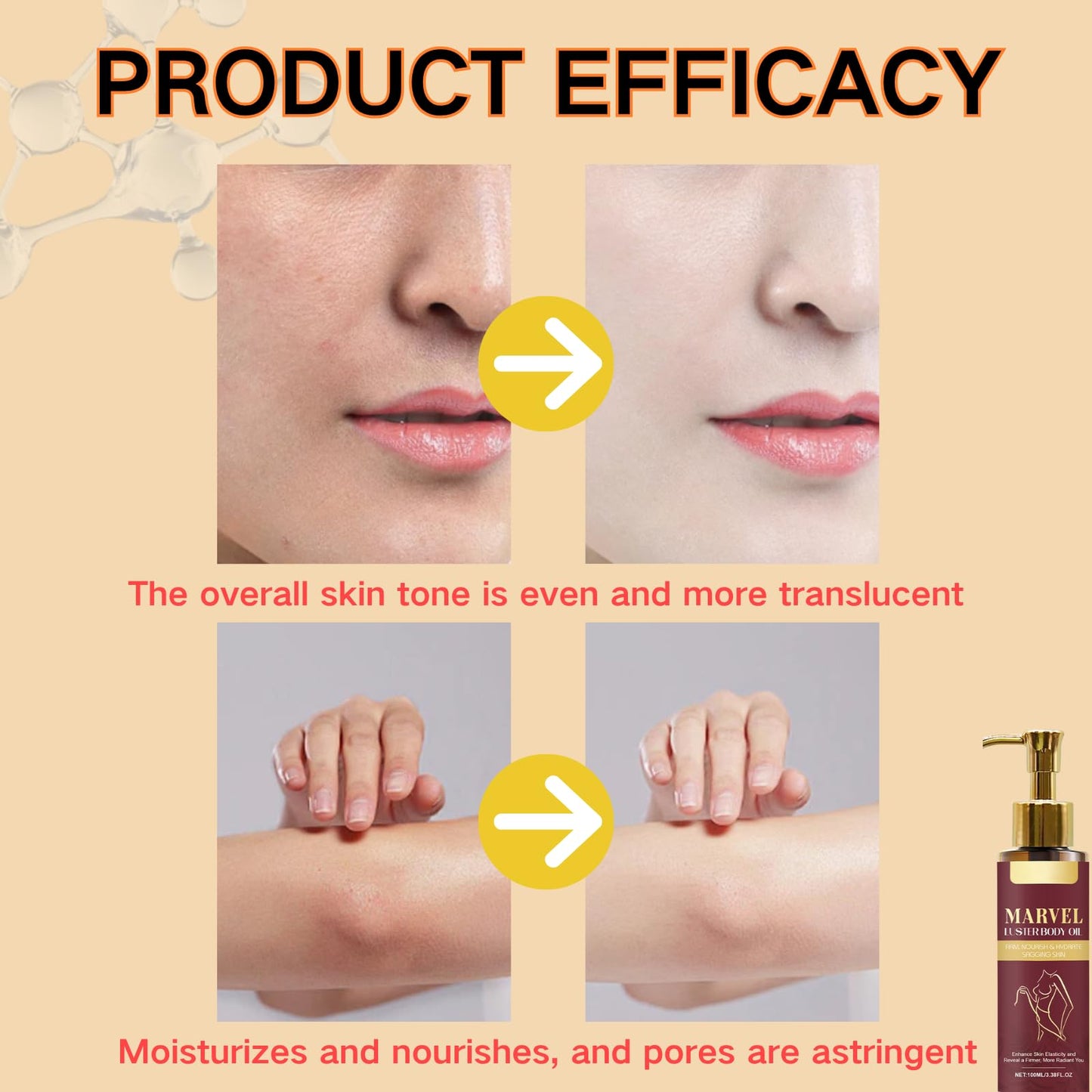 Cureluxe Luxury Firming Magic Body Oil for Women - Moisturising Dry & Saggy Skin with Sweet Almond, Castor, Grapeseed & Camellia Oils, Massage Oils for Date Night, Brigh-Tening Scented Skin Treatment