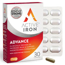 Active Iron Advance 25mg Iron Supplement | Non- Constipating | Clinically Proven to Increase Iron Levels | Fights Tiredness & Fatigue | 30 Daily Capsules