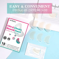 AUSLKA Blemish Patches for Chin & Cheeks -18 Patches, Hydrocolloid Patch - Blemish Patches - Zit Stickers - face Spot Dots - Zit Breakouts