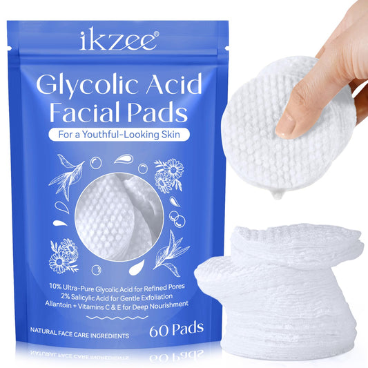 Generic Glycolic Acid Facial Pads 60 Count - 10% Glycolic Acid+2% Salicylic Acid for Gentle Exfoliation, Refined Pores. Allantoin + Vitamins C & E for Deep Nourishment, Radiant Skin Renewal.