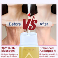 Ah-8 Firming Neck Cream, Neck Firming Cream with Roller, Tighten and Lift Neck Cream Contain Hexapeptide, Ah8 Neck Firming Cream Firm and Lift Sagging Skin, Reduce Wrinkles Fine Lines and Double Chin