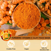 TBeautfave Turmeric Vitamin C Clay Mask Deep Cleansing Face Mask Skin Care Improve Dark Spots and Even out skin tone Facial Mask