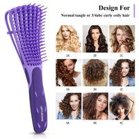 Hair Brush,Detangle Hair Brush, Detangler Brush for Women Men Adults Kids Afro American Type 3a-4c, Detangling Nylon Bristle Brush for Kinky Curly Coily Wavy Wet and Dry Hair,Purple