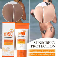 HUOWEH 60g Sun Block,Sun Cream Face,Collagen Sunscreen SPF 90 PA+++, Ultra High Protection Face Moisturizer with 36HR Hydration, Water-Resistant (80 Min), Non-Sticky & Sweat-Resistant