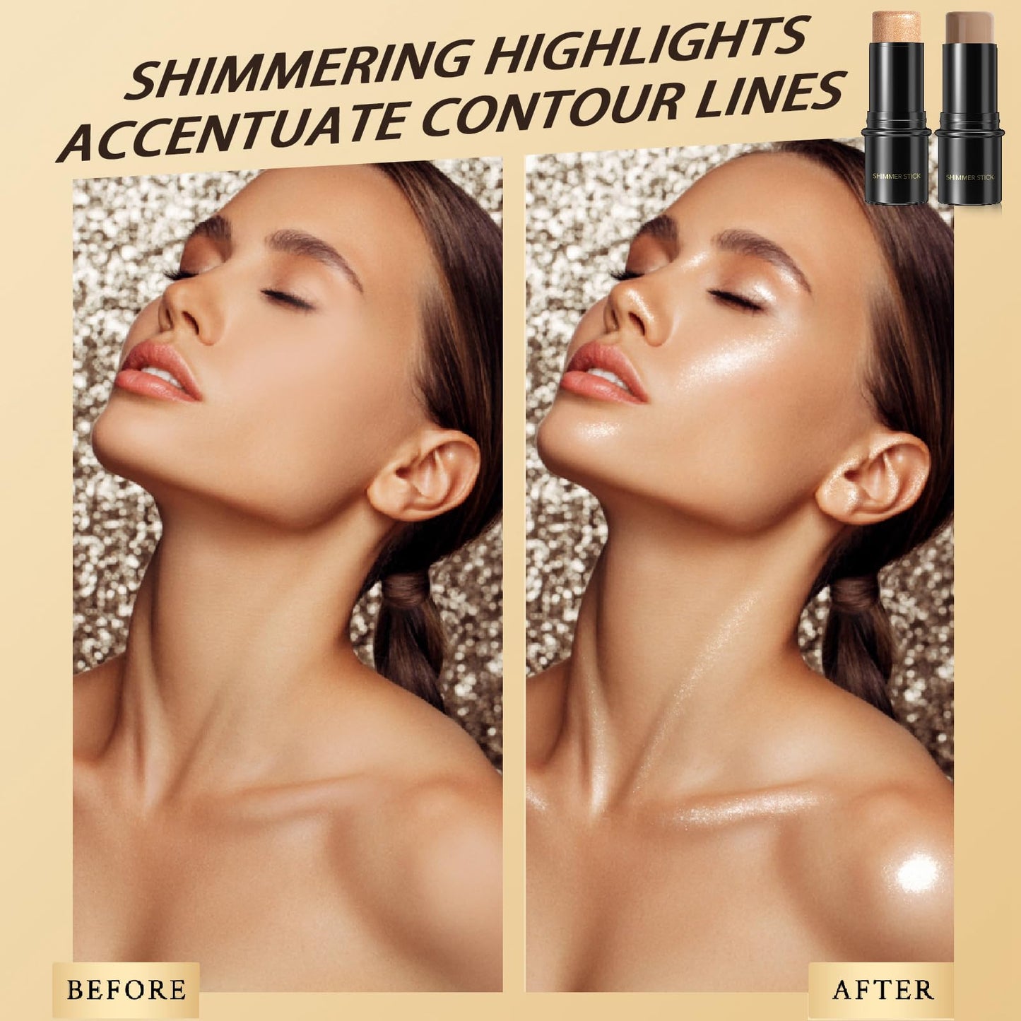 YUYUE-YY Bronzer Makeup Contour Stick, Highlighter Contour Bronzer Wand, Face Brightens Contour Stick for Long-Lasting & Waterproof. Face Make-up & Body Contour Highlight Makeup Illuminator for Daily Wear(10#)