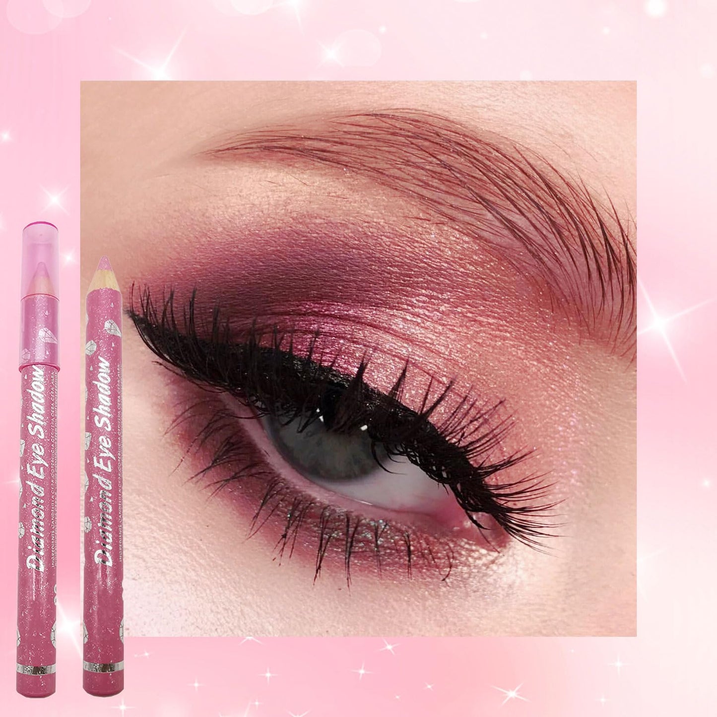 LYNTYAOU Rose Pink Eyeshadow Stick, Cream Eye Shadow Crayon Pencil, Shimmer Pearl Bright Color, Natural Glitter Eyeshadows Pen, High Pigmented Eyes Makeup Highlighter Eye Liner