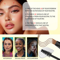 Shengqialun Dual-Ended Eyebrow Pencil & Eyebrow Gel, 2 In 1 Eyebrows Pen, 4-Fork Tip Brow Pencil, Long-Lasting Eye Brow Pencils For Natural Looking Defined Eyebrows, Black Brown