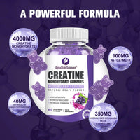 AlphaState Sciences Creatine Gummies - 4000mg Creatine with Calcium, Magnesium & Potassium, Strength, Endurance & Muscle Growth Supplement (60 Gummies)