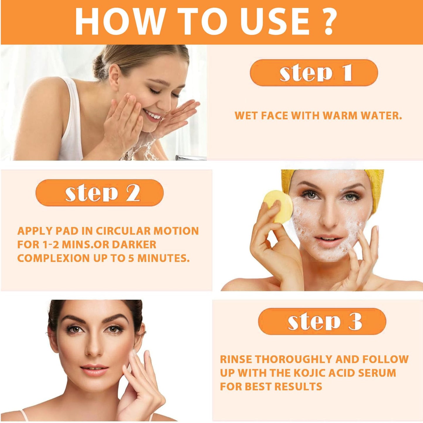 Turmeric Kojic Acid Pads - 30 Pads Kojic Acid and Turmeric Pads - Turmeric Face Pads for Dark Spot - Exfoliating Cleansing Pads for Face & Body - Turmeric Pads for Even Skin Tone, Pore Cleansing