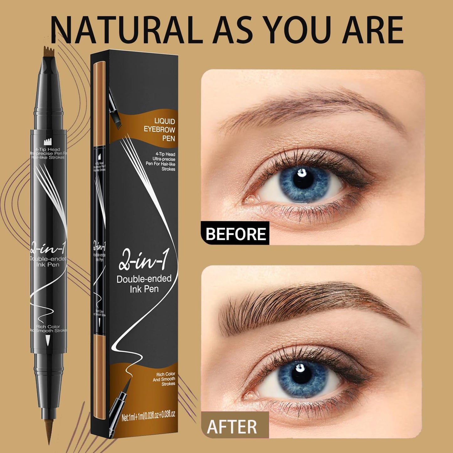 Shengqialun Eyebrow Pencil Light Brown, Microblading Eyebrow Pen Waterproof And Long-Lasting, Brow Pencil With Micro-4 Fork Tip, Precise Microblade Eyebrow Pen Duel-Ended 2 In 1 Naturally