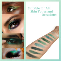 KKwoter Green Eyeshadow Glitter Green Eyeshadow Glitter Forest Emerald Green Christmas Makeup Palette - 9 Shades of Waterproof, Long-Lasting, Pressed Pigmented Eyeshadows