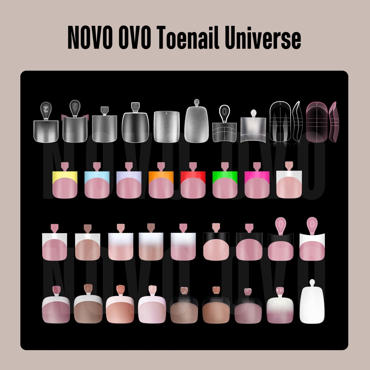 NOVO OVO Ombre French Tip Press on Toe Nail Tips, Sharp Square Pre-Designed Soft Gel False Toenail Extension, BERRY PINK Pre-applied Tip Primer & Base Coat, Full Cover Acrylic DIY x 15 Sizes 240 pcs