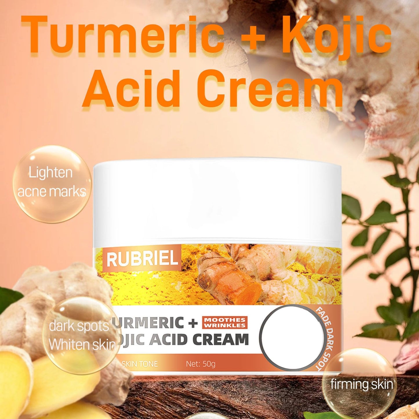 Turmeric Kojic Acid Face Cream- Natural Turmeric Skin Brightening Lotion for Face & Body, Anti-Aging Cream Turmeric Face Moisturizer for Dark Spots, Dry Skin Hydrating, Firming, Even Tone