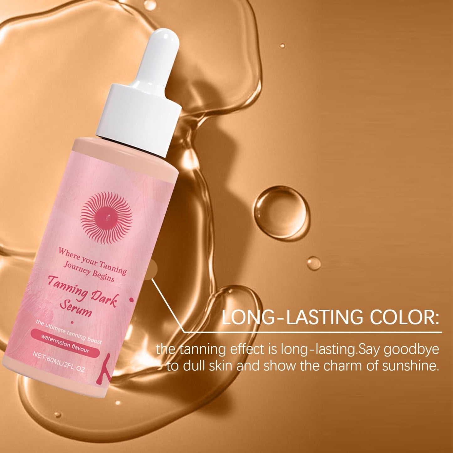 Trendyfave Advanced Sunless Tanning Drops, Tanning Drops, Natural Skin Tone Enhancer for Face & Body, Streak-Free Formula with Vitamin E, Tanning Oil, Sun-Kiss-Glow Without UV Damage, 60ml/1Bottle