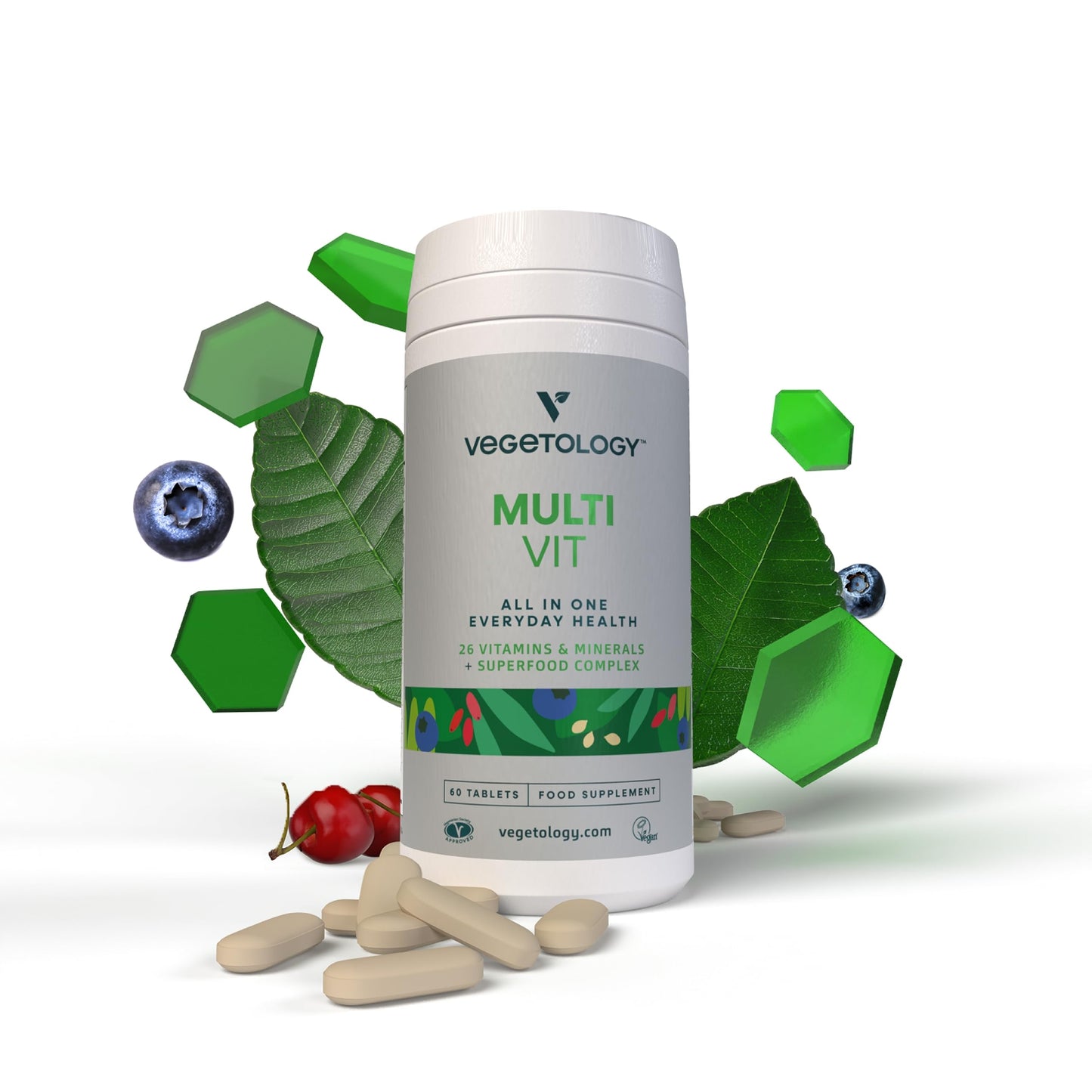 VEGETOLOGY Vegetology MultiVit Vegan Multivitamins w/26 Vitamin & Mineral Supplements – Vitamin Supplements for Metabolic, Brain Function & Immune Support – Multivitamin for Women, Men & Children