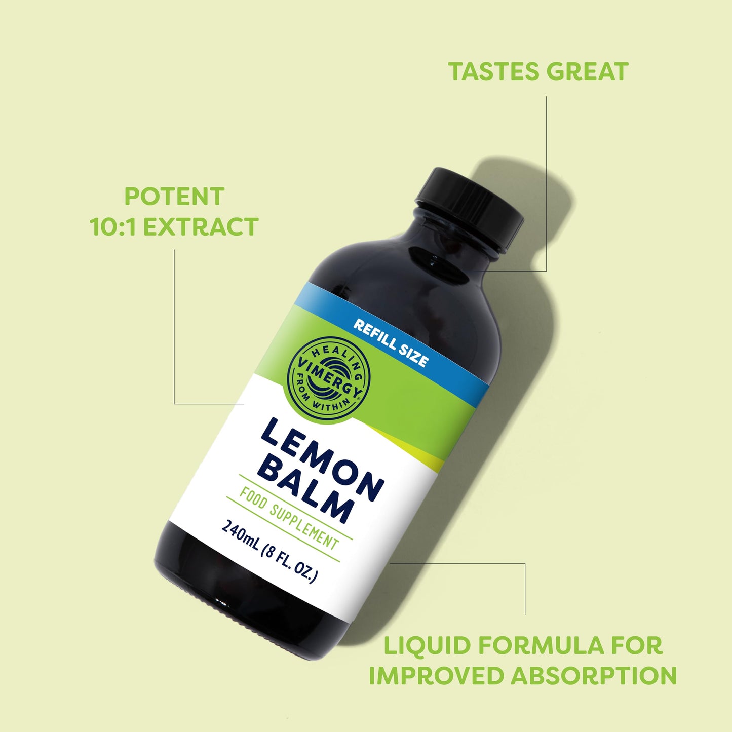 Vimergy Lemon Balm, 240 Servings – Lemon Balm Extract – Glycerin-Based Liquid Supplement – Vegan Supplement – Formulated Without Sugar or Binders – Non-GMO & Gluten-Free (240 ml)
