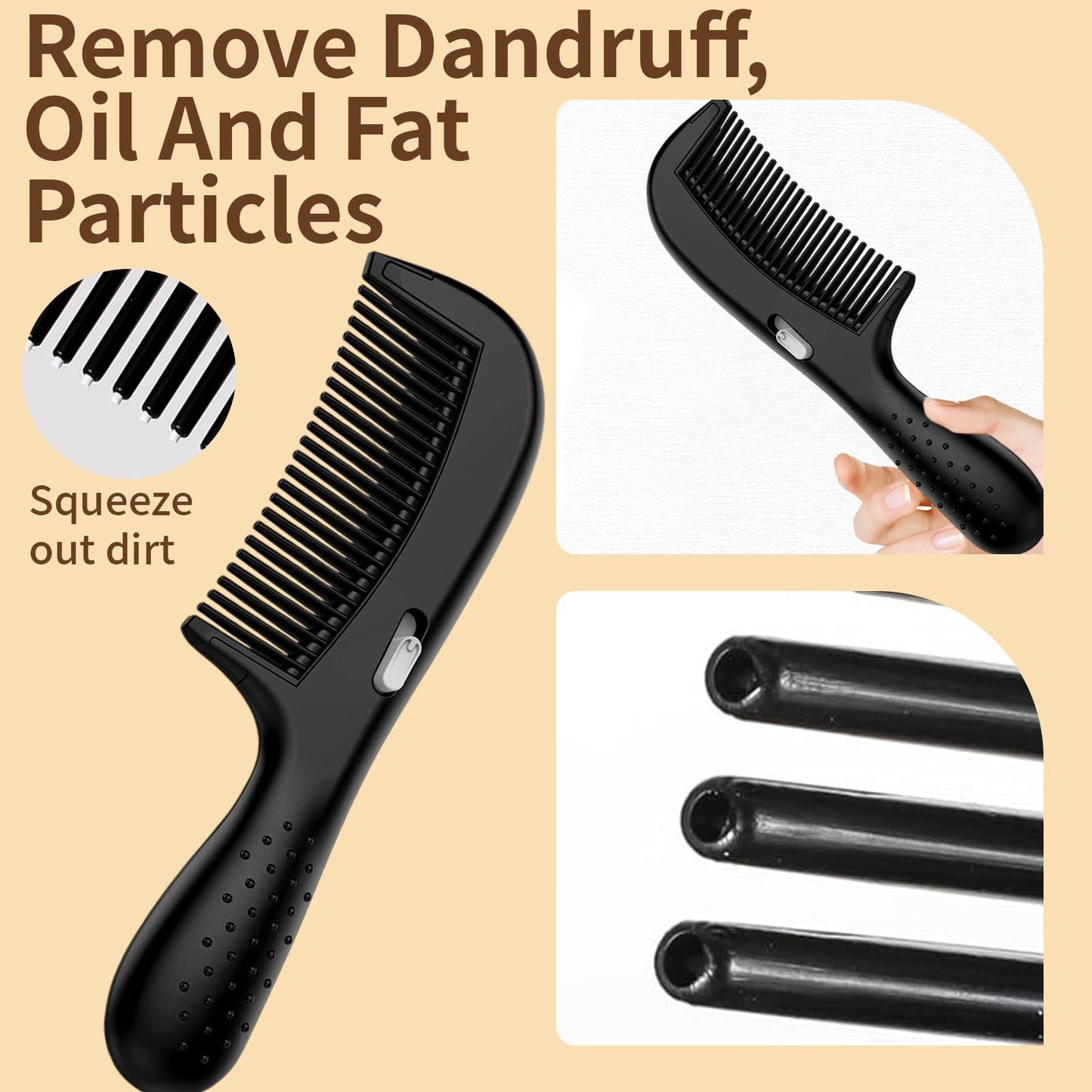 Neyeau 3 Pcs Scalp Comb for Dandruff,Pressable Scalp Sweep Detoxing Comb,Fine Tooth and Head Lice brush for Women Men Scalp Massage Refreshing