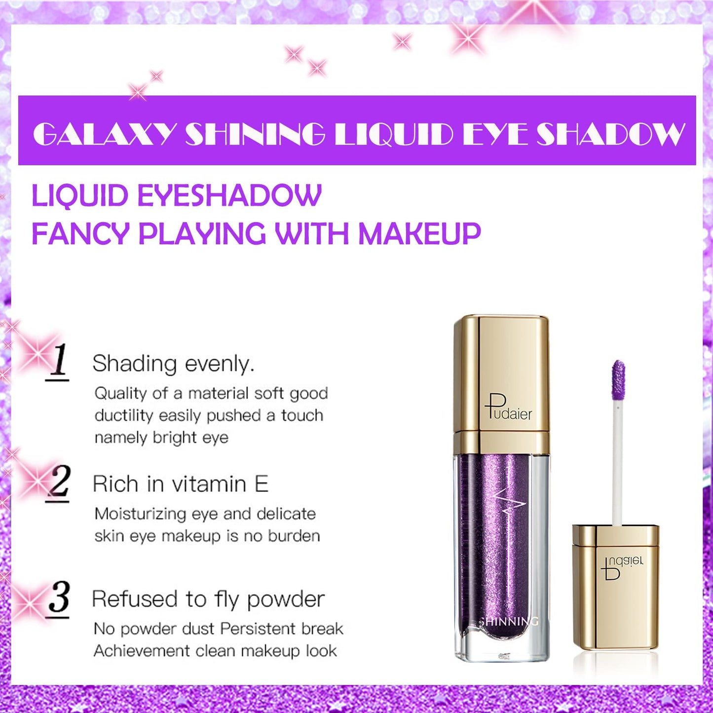 SONGQEE Glitter Liquid Eyeshadow, Metallic Matte Shimmer Sparkly Eye Shadows Glitter Eyeliner Liquid, Long Lasting Waterproof Quick Drying Eye Make up Kits(Purple)
