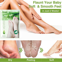Ruojiar 4 Pairs Natural Aloe Vera Gel Foot Mask,Exfoliating Foot Peel Mask,Aloe Vera Peeling Foot Mask,Aloe Moisturizing Feet Peeling Mask,Foot Peel Mask for Hard Skin,Effective Exfoliating Feet Peeling Socks