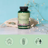 Hyaluronic Acid Supplements Vegavero® | NO Additives, Lab-Tested | High Strength 600mg with 800-1500 kDa | 180 Hyaluronic Acid Capsules (6 Months) | Vegan