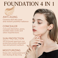 SHEBEEDO 4 In 1 Foundation Liquid, Biomimic Colour Changing Foundation, Full Coverage Foundation and Concealer, Moisturizing Liquid Foundation Makeup, 30ml
