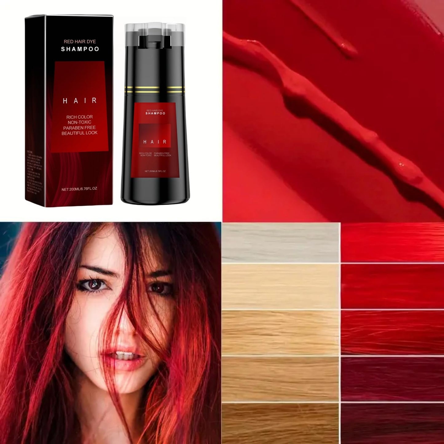 SingHao Polar Hair Dye Shampoo,3-In-1 Sham/poo for Color Treated H/air,Ha/ir Colour Sha/mpoo for Grey Hai/r Coverage,Home Hair D/ye Pu/re Plant Extract,Ha/ir Care Instant Dye Sh/ampoo,Anti Grey Shampoo(Red)