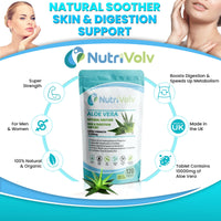 Nutrivolv Aloe Vera 10000mg - 120 Tablets - Skincare Colon Cleanse Digestion Detox