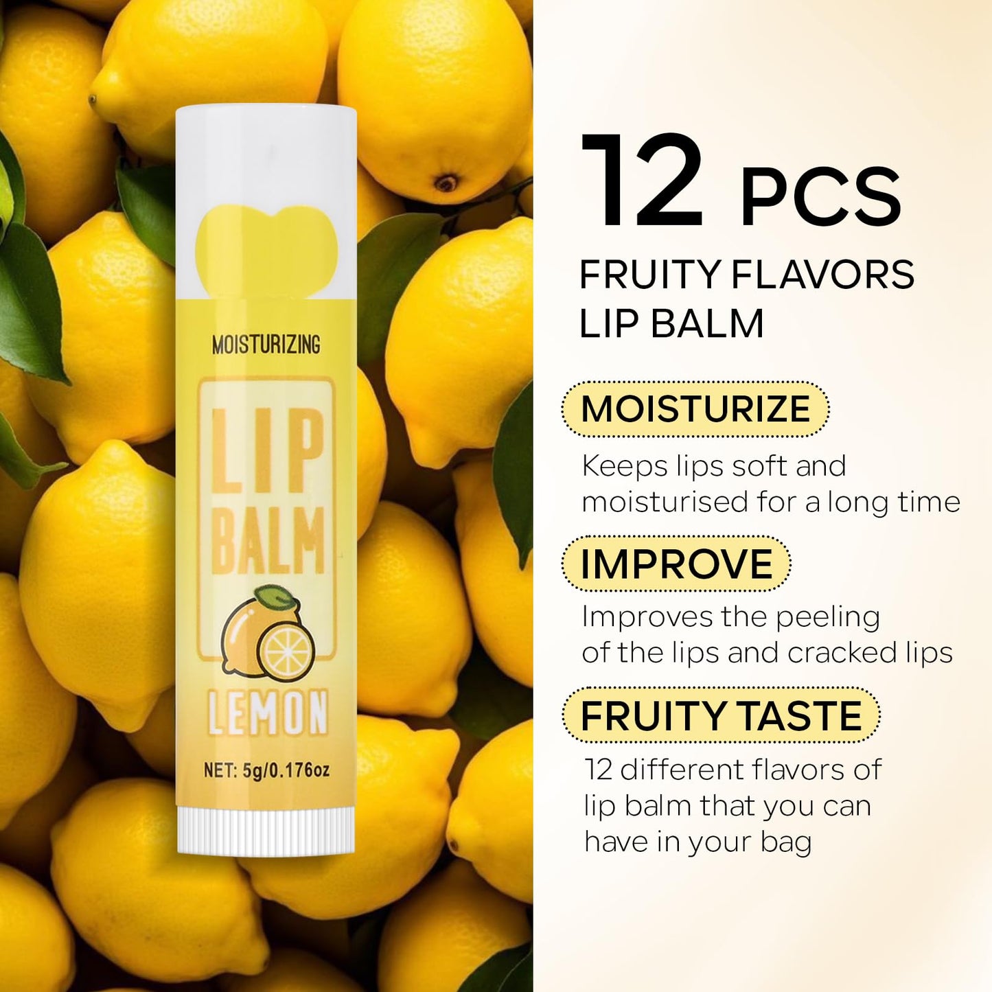 KYDA 12 Pcs Lip Balm Set, Natural Moisturizing Lip Balms Bulk with Vitamin E, Lip Balm for Repairing Dry Lips and Chapped Lips