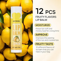KYDA 12 Pcs Lip Balm Set, Natural Moisturizing Lip Balms Bulk with Vitamin E, Lip Balm for Repairing Dry Lips and Chapped Lips