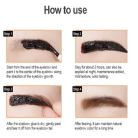 HAORQEE Eyebrow Tint Tattoo Brow Peel off, Brow Tint Dark Brown Eyebrow Gel Semi-Permanent Colour Eyebrow Tattoo Brow Dye, Waterproof Long-Lasting Natural Eye Brow Makeup for Women (Dark Brown)