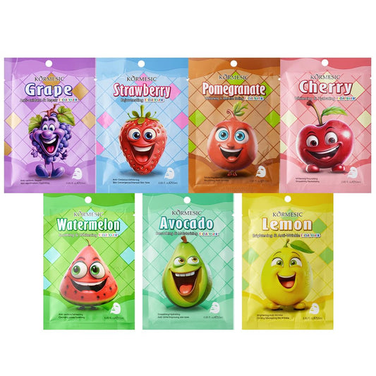 Face Mask Set Face Masks Skincare, 7PCS Fruit Sheet Mask Skincare Set for Daily Care Face Sheet Mask, Hydrate,Moisturize, Soothe, masks beauty face mask set, Hydrating & Soothing Face Mask
