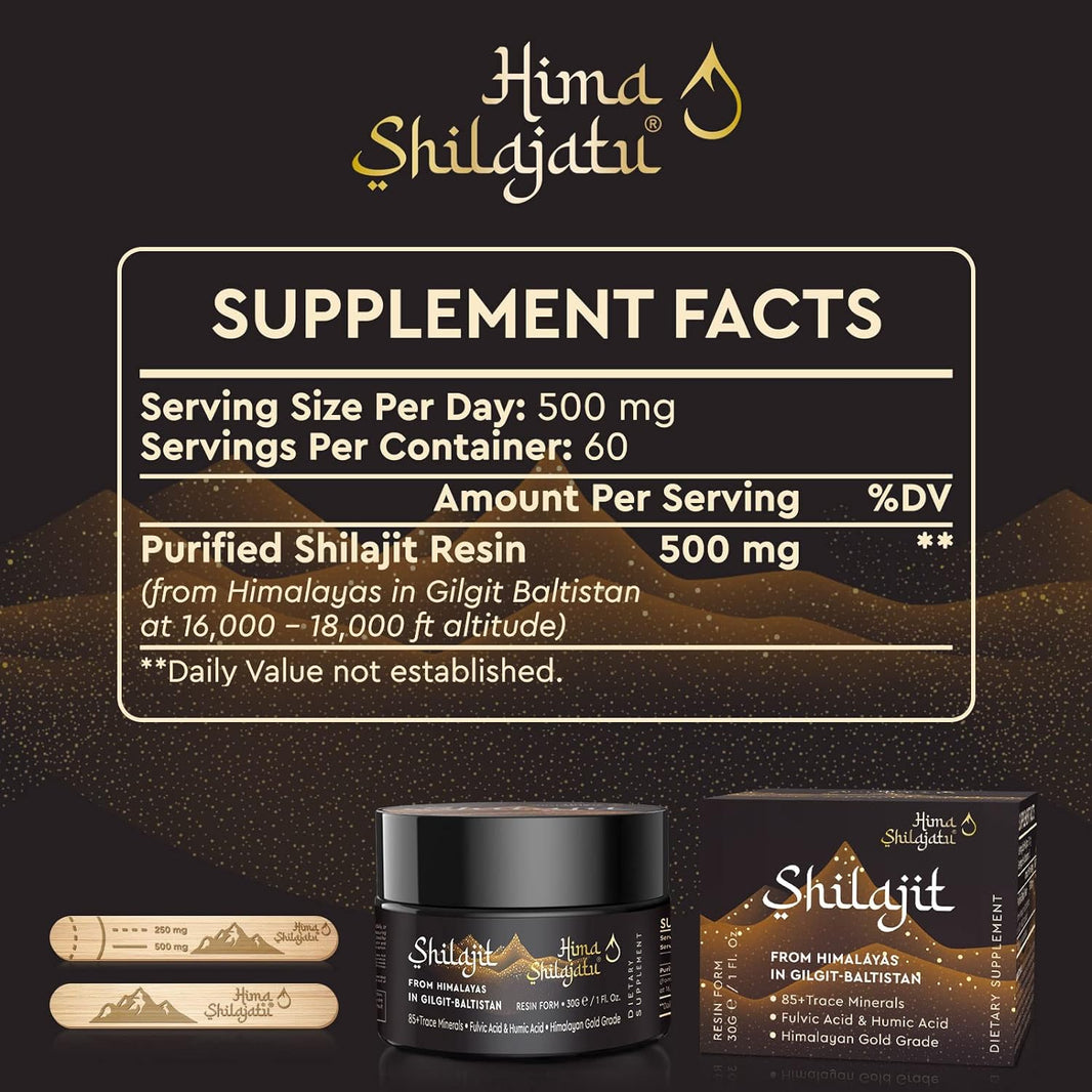 Himalayan Shilajit Resin - with Fulvic Acid, 30 Grams (2 Months Supply)